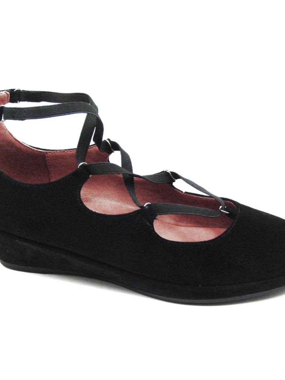Black Lace-Up Cutout Flats with Ankle Straps - Women's Comfort Loafers